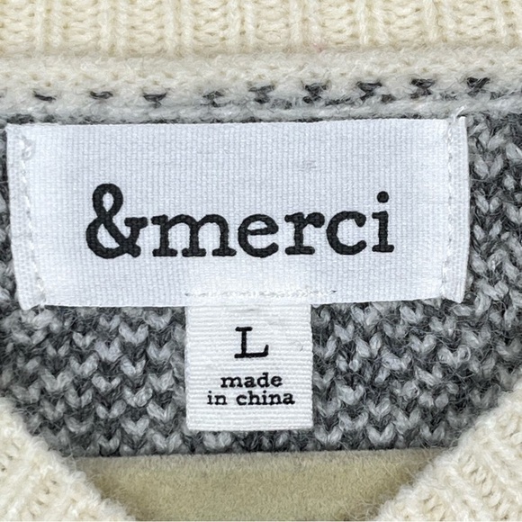 &Merci Cream & Gray Floral Print Cropped Sweater Size Large - Picture 10 of 13